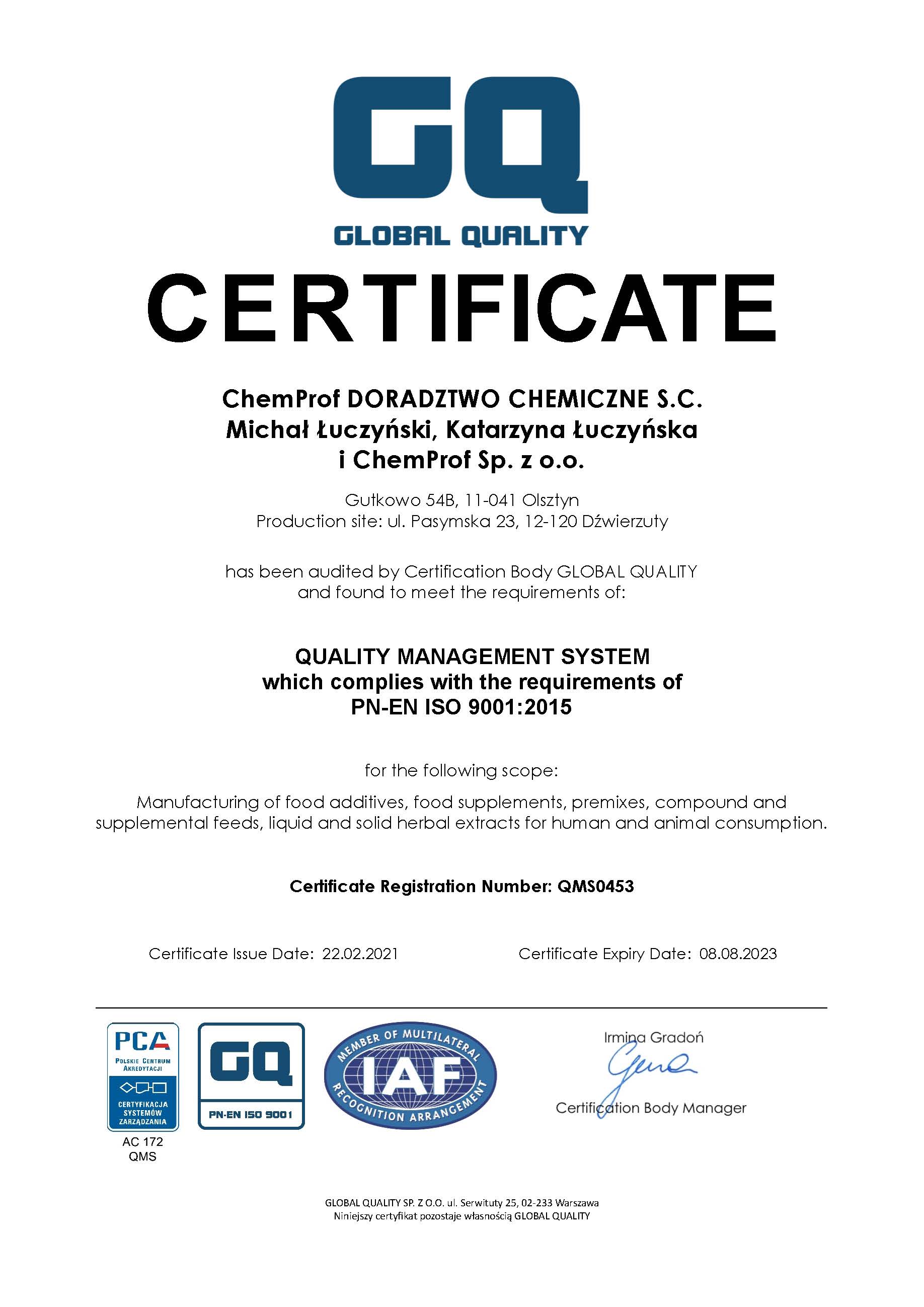 ISO 9001:2015 MFG
